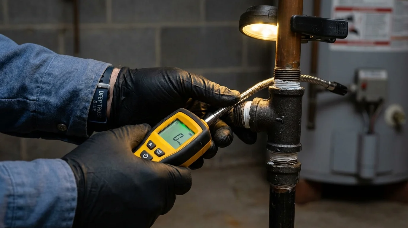 Gas leak detection with electronic sniffer by Johns Plumbing LLC in Cambridge